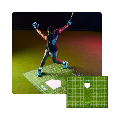 Baseball and Softball Hitting Mat with Batting Stance Alignment Guide - 6 x 5.5 ft. Baseball Stride Baseball Hitting Trainer. Helps Self Correction.