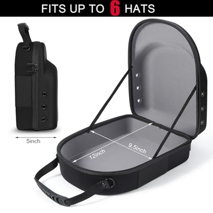 GERMUN Hard baseball hat case, Hat Carrier Travel Case with Adjustable Shoulder Strap, Hat cap case for 6 Baseball Caps - Perfect for Traveling & At-Home Storage (Black with Grey) - color: Black with Grey