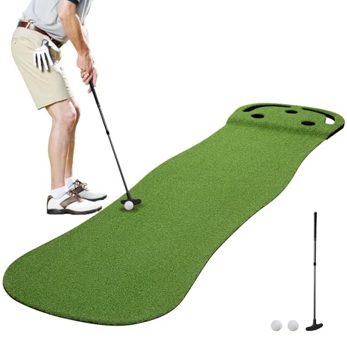 Wekin Indoor Putting Green,2x8ft Artificial Turf Putting Green with Adjustable Putter, 2 Balls, Perfect Golf Putting Game Mat for Home,Party,Office