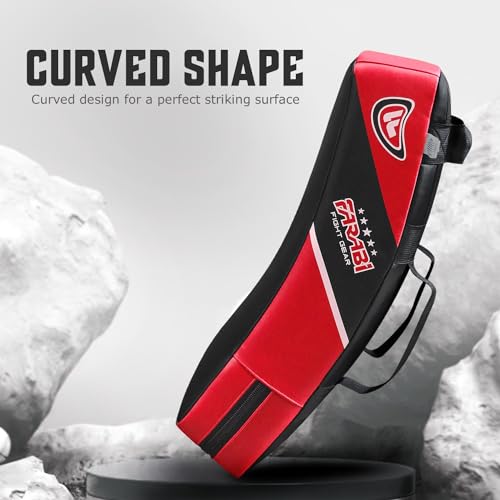 Farabi Sports Kick Shield 20.5 inches Large Curved Muay Thai Kicking Shield Strike Pad MMA Punching Foot Target Boxing Training Kick Pad Martial Arts Karate Taekwondo Kick Pad X 1 Unit - color: Red Black