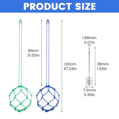 2PCS Soccer Kick Trainer, Soccer Ball Net Kicker, Football Kick Throw Solo Practice Training Aid Soccer Return Trainer, Soccer Ball Bungee Training Juggling Net for Youth Adults(Blue, Green)