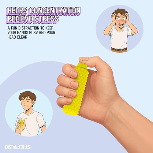 Distractibles Spike Roller Clicker, Tactile Pain Stim Fidget with Clicker Switch, Pain Stimulation Roller with Lanyard (Yellow) - color: Yellow