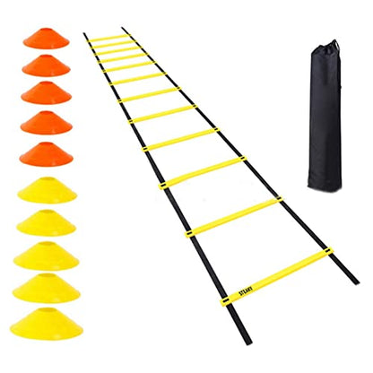 SUNGOOYUE Agility Ladder, 12 Rung 20ft Speed Agility Training Equipment Set with Carrying Bag, for Soccer Training Sports Coordination Workout