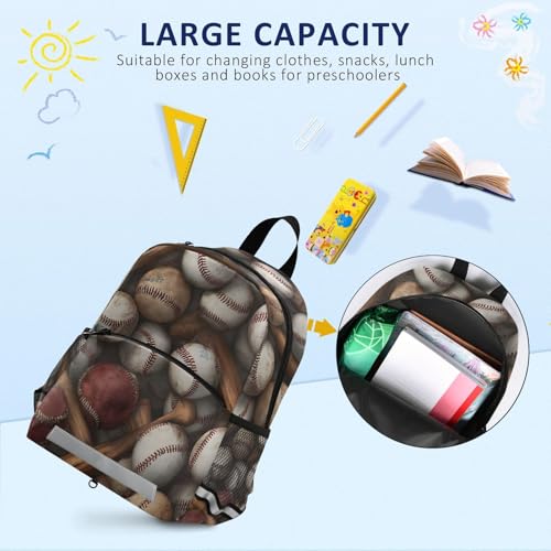 ALAZA Baseball Bats Pattern School Backpack Bookbag Safety Harness Leash with Chest Strap for Boys Girls