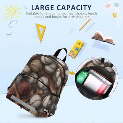 ALAZA Baseball Bats Pattern School Backpack Bookbag Safety Harness Leash with Chest Strap for Boys Girls