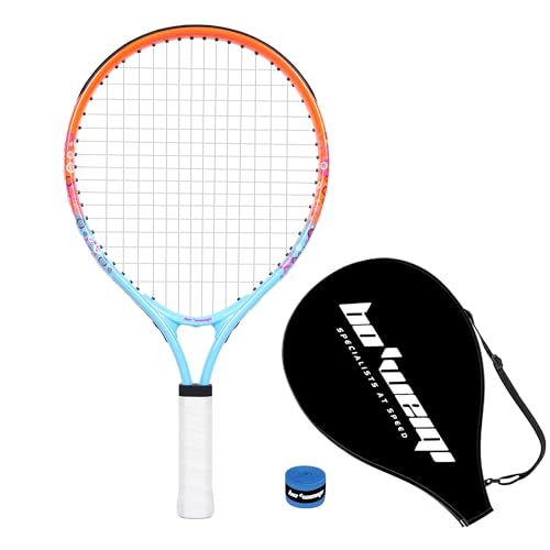bo'weiqi 17"-25" Kids Tennis Racket for Aged 2-12 Lightweight Youth Tennis Racquet for Girls and Boys Outdoor/Indoor Sports with 1 Non-Slip Grip and 1 Shoulder Strap Bag Easy Carry - color: Blue Orange, size: 17"
