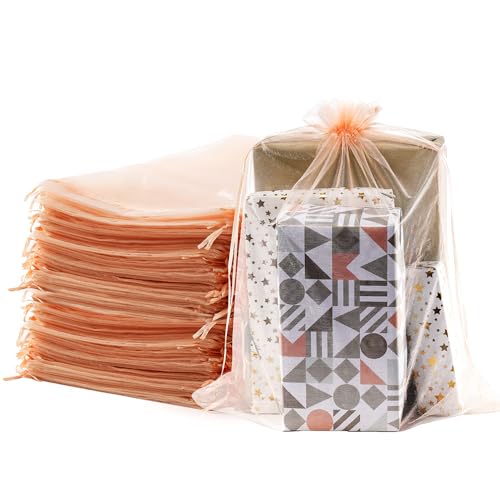 Meowoo 24PCS Big Organza Bags, 12x16in Big Mesh Bags Drawstring, Mesh Gift Bags Drawstring for Shoes, gift bags, home storage, Christmas, gardening, dolls(champagne) - color: champagne-12x16in-24p, size: 24p
