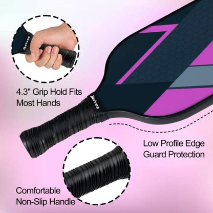Pickleball Paddles, USAPA Fiberglass Pickleball Paddles Set of 4, Pickleball Set with 4 Pickleball Rackets, Including 4 Pickleballs & 1 Carry Bag, Pickle Ball Paddles Set for Men, Women - color: 4.Green&Pink-set of 4