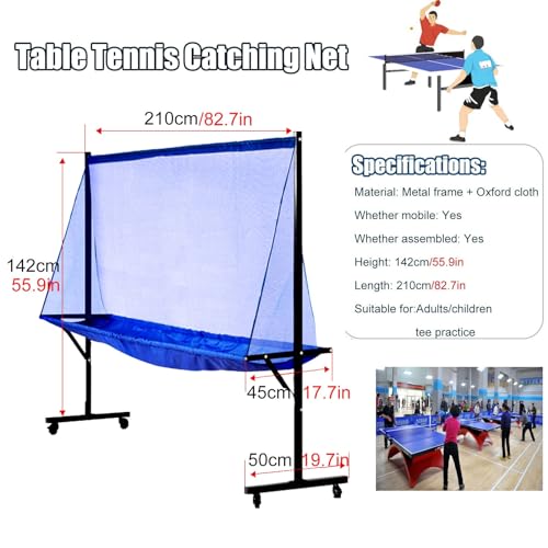 Park/Community/School Ping Pong Collecting Net, Movable Table Tennis Ball Return Training Tool/Trainer for Beginners Intermediate Advanced Competitions Practice, Easy Set Up