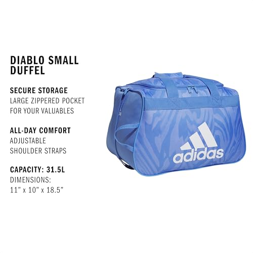 adidas Power Gym Bag – Lightweight Small Duffel - color: Lightwave Blue Fusion/White/Diablo
