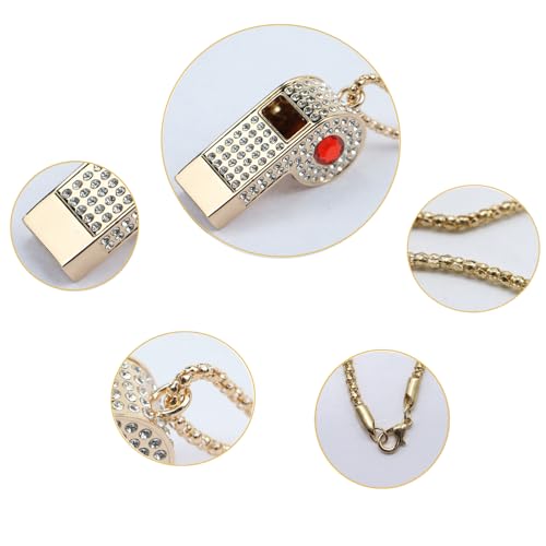 Whistle,Rhinestone Sports Whistle with Keychain for Coach/Referee/Training/Lifeguard/Teachers(Gold) - color: Red