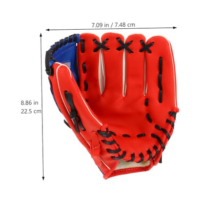 Yardwe PU Leather Baseball Glove Infielder Pitcher Training Protective Mitt Red Flexible Thickened Cushioning for Youth and Adult Players