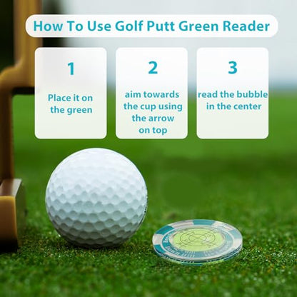 1 Pack 360° Triple Line Golf Ball Marker，Golf Ball Line Marker Tool，Golf Ball Marker Stencil，Alignment Ball Marker，Golf Accessories - color: Golf green readers (Green)