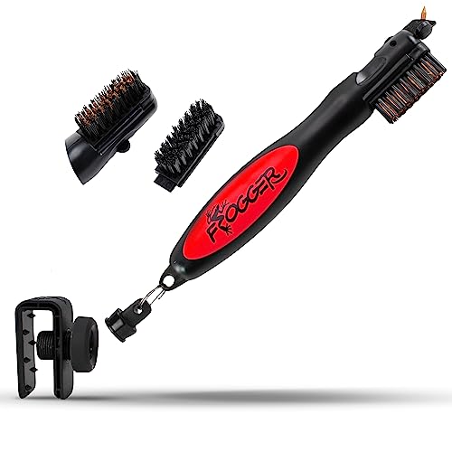 Frogger BrushPro Latch-It Golf Club Cleaner, Ergonomic Grip and Latch-it Magnet - Professional Golf Club Brush and Groove Cleaner for Golfers - color: Red