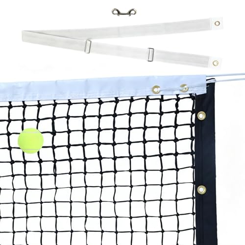 Professional Tennis Net 42ft x 3.5ft | Double-Layer Woven Court Replacement Net with 6mm Steel Cable & Center Strap – Heavy-Duty UV/Water-Resistant Net for Clubs, Coaches, and Backyard Use