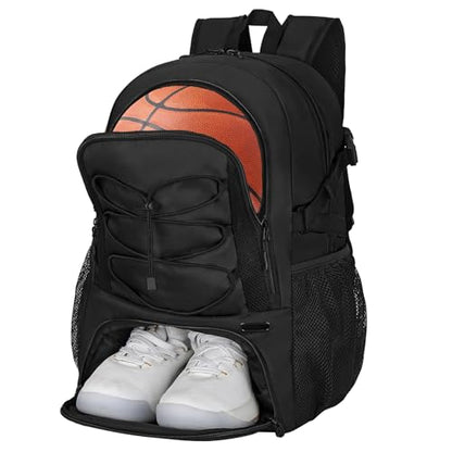 Goloni Basketball Backpack,Large Sports Bag with Ball Compartment & Shoe Compartment,Basketball Bag Fit Volleyball, soccer,Gym - color: Black