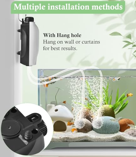 2W Nano Whisper Aquarium Air Pump, 57GPH Adjustable Dual Outlet Fish Tank Oxygen Pump, Aquarium Aerator for 1-50 Gallon Fish Tanks - style: 2W-57GPH
