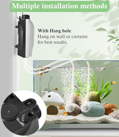 2W Nano Whisper Aquarium Air Pump, 57GPH Adjustable Dual Outlet Fish Tank Oxygen Pump, Aquarium Aerator for 1-50 Gallon Fish Tanks - style: 2W-57GPH
