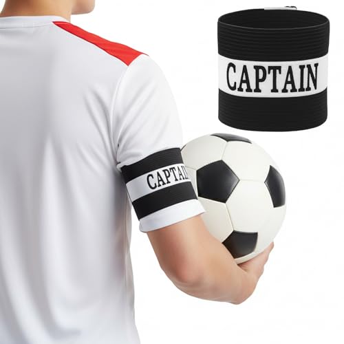 4PCS Black Captain Arm Bands for Soccer, Soccer Captain Armband, Adjustable Leader Armband Team Sport Arm Band Football Rugby Basketball Player Band for Adult Youth Volleyball Team