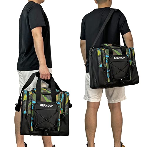 GRANDUP Bowling Ball Bag for Single Ball - Black Bowling accessories Ball Tote Bag Bowling Bag with Padded Ball Holder - Fits Bowling Shoes Up to Mens Size 14