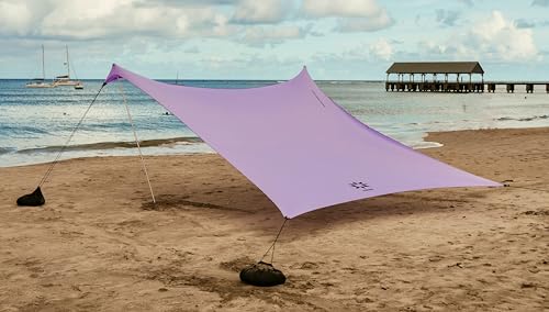 Neso Grande Portable Beach Tent Sun Shelter - Lightweight Beach Shade Canopy - Easy Setup for Family Outings - Patented Reinforced Corners - UPF 50+ Sun Protection - 7ft Tall, 9 x 9ft - color: Lavender