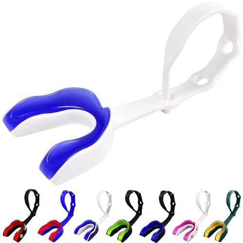Oral Mart Strapped Mouth Guard for Football, Lacrosse, Ice Hockey, Taekwondo (USA Flag, Fangs, 15+ Colors to Choose from) - Sports Mouthguard with Fixed Strap (Strapped, Youth or Adult) - color: Blue Force, size: Youth (Age 12 & Below)