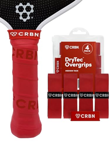 CRBN Pickleball - Drytec™ Overgrips - Pickleball Paddle Grip Tape - Absorbs Shock & Moisture - 4 Pack - color: Red - 4 Pack