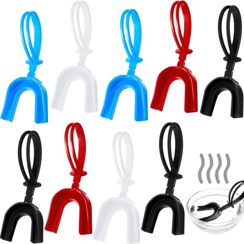 Dunzy 10 Pcs Strapped Mouth Guard Sports Moldable Strap Mouth Guard Football Mouthguard Adult Youth Mouthpiece Protector for Basketball Hockey Wrestling (Muticolor) - color: Muticolor