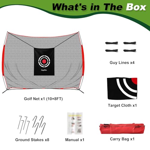 Gagalileo Golf Hitting Net with Target：Professional Heavy Duty Practice Net for Driver Swing Training Backyard Garage