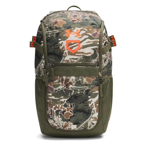 Under Armour Unisex Utility Baseball Backpack Print, (390) Marine OD Green / / Blaze Orange, One Size Fits All - color: (390) Marine Od Green / / Blaze Orange