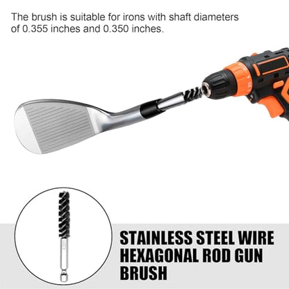 Golf Club Cleaning Brush with Ferrules Tool, Dual Head Stainless Steel Shaft and Hosel Cleaner for Golfers Players Coaches, Perfect for Iron or Wood Hybrid Clubs