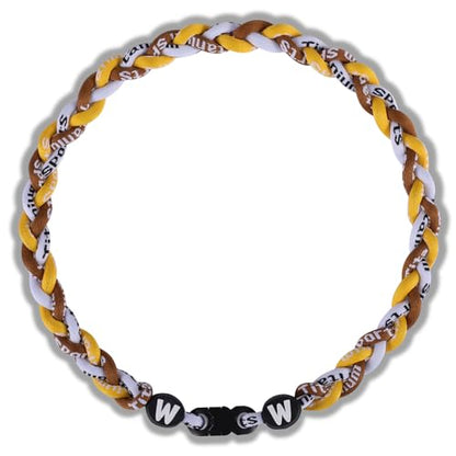 Willtok Premium 18inch Baseball Necklace w/Nylon Tri-Braided Rope Tornado Design - color: White Brown Yellow