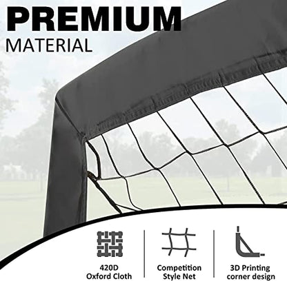 BOHEN 9x5 FT Kids Soccer Goals with Carry Bag, Portable Folding Soccer Net for Backyard Training, Indoor/Outdoor Use for Youth and Adult