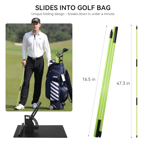 MIKOSI Adjustable Golf Alignment Stick Holder, Golf Training Aid with 48" Collapsible Alignment Sticks for Aiming, Putting, Swing Trainer, Golf Accessories Suitable for Golf Backyard Practice