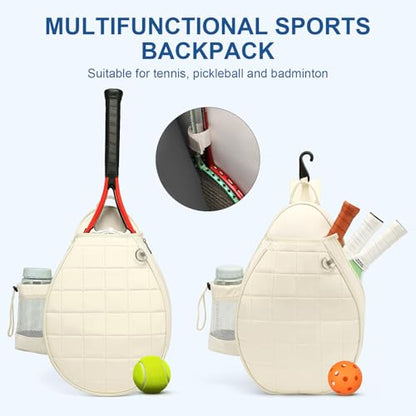 KAVIGOR Tennis Bag, Tennis Backpack Holds 2 Rackets, Quilted Crossbody Sling Bag, Waterproof Pickleball Bags with Safety Pocket for Women and Men