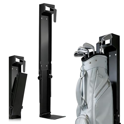 Golf Bag Wall Mount Golf Bag Storage Stand Organizer Rack, Tool-Free Length Adjustment Heavy-Duty Alloy Steel Storage Rack for Garage, Home, and Golf Club