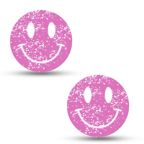 Tennis Racket Dampener - Glitter Smiley Face Designs - Vibration & Noise-Reducing Tennis Shock Absorber for Racquets - Secure, Easy-Install Accessories for Players of All Levels - style: Pink