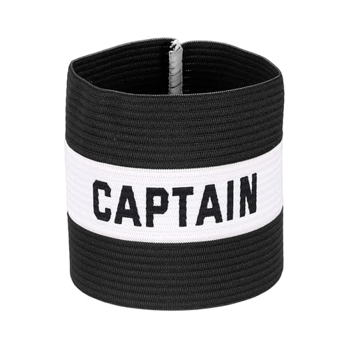 Captain Armband Soccer Captain Arm Bands Elastic Adjustable Leader Armbands Team Sport Rugby Player Band for Football - color: Black/White, size: 5.1x3.4 Inch