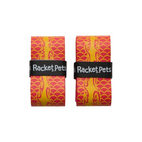 Racket Pets Kids Tennis Racket Dampener & Matching Overgrip Tape, Performance Shock Absorbing Dampener for Tennis Racket & Fun Animal Print Tennis Wrap Grip Tape - style: Dragon