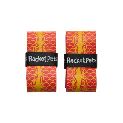 Racket Pets Kids Tennis Racket Dampener & Matching Overgrip Tape, Performance Shock Absorbing Dampener for Tennis Racket & Fun Animal Print Tennis Wrap Grip Tape - style: Dragon