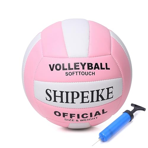ABAJI Volleyball Official Ball Thicker PU Waterproof Anti-Explosion 15+ Years Kids Girls Boys Indoor Training Game Outdoor Sand Beach Pool Play Pump Needle - color: Pink