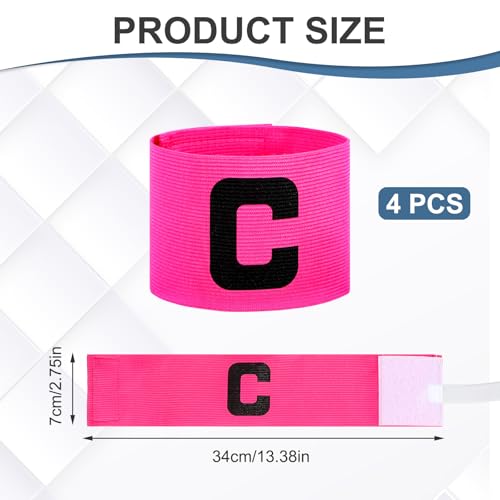 4PCS Pink Nylon Elastic Protective Arm Badge, Captain Arm Bands for Soccer Adjustable Leader Captain Armband Outdoor Player for Basketball Football Team