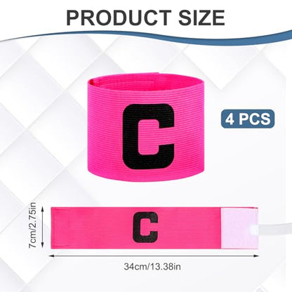 4PCS Pink Nylon Elastic Protective Arm Badge, Captain Arm Bands for Soccer Adjustable Leader Captain Armband Outdoor Player for Basketball Football Team