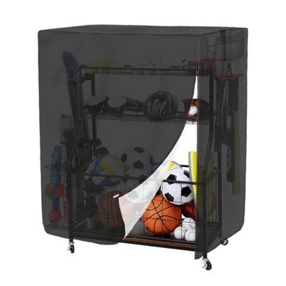 Garage Sports Equipment Organizer Cover Garage Ball Storage Rack Cover Basketball Rack Cover Waterproof Cover for Ball Sports Storage Rack and Equipment (Cover Only)