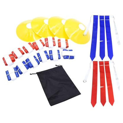 Premium Flag Football Belt Set for All Ages, 14 Belts 12 Cones