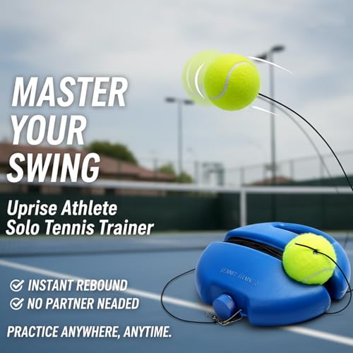 Tennis Buddy, Tennis Trainer Rebound Ball Set with Base and Balls, Beginners Portable Self Practice and Tennis Rebounder Trainer, Turn Any Space into a Tennis Court - color: With 2 Balls