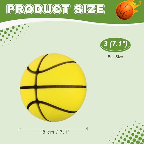 Silent Basketball, Quiet Basketball High Density Foam No Noise Sculpted Groove Bouncing Ball with Net Bag - color: Lemon Yellow, size: 7.1 Inch