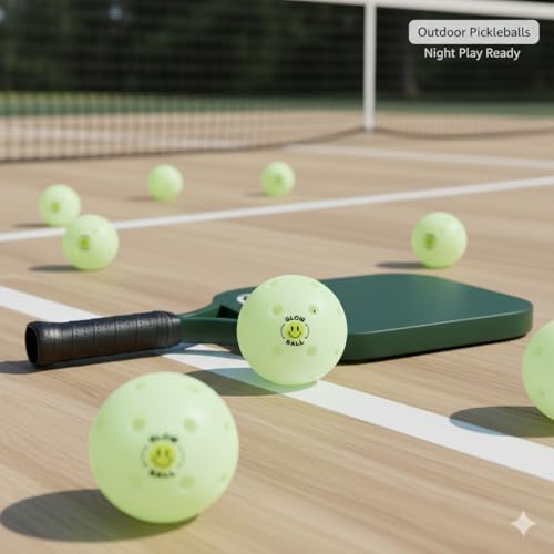 Glow in The Dark Outdoor Pickleballs - Light Up Pickleball Balls for Nighttime Pickleball - Charge in Indoor Light + Sunlight