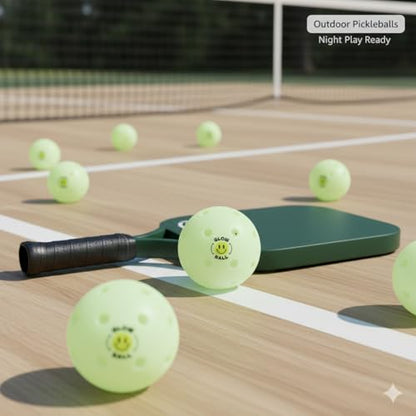 Glow in The Dark Outdoor Pickleballs - Light Up Pickleball Balls for Nighttime Pickleball - Charge in Indoor Light + Sunlight