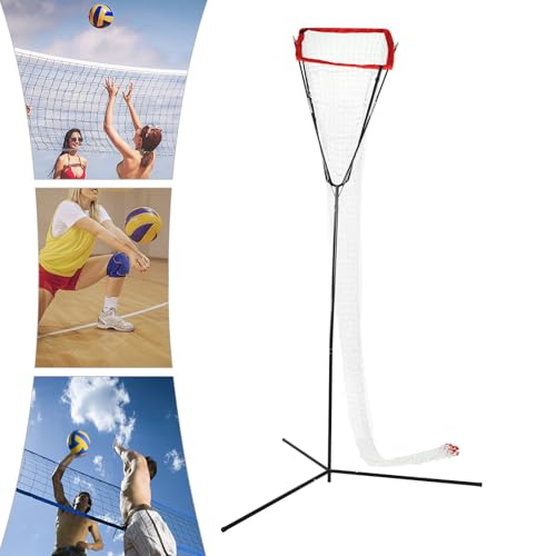 Volleyball Training Net, Adjustable Practice Net System with 88-130 Inch Height Range, Portable Volleyball Trainer for Backyard Beach Court, Professional Equipment for Serving Spiking Drills (Red)